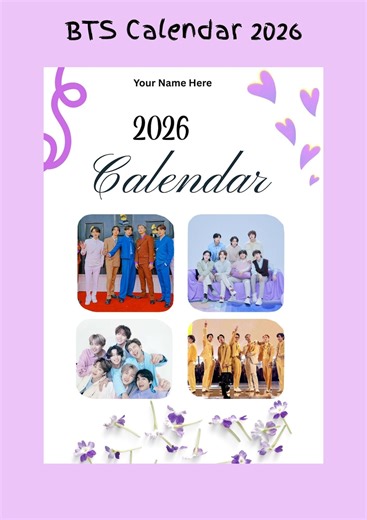 BTS Printable Calendar 2026 | K-pop Calendar | ARMY Fan Gift | Digital Download - Etsy UK