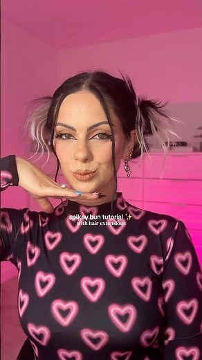 Spikey bun hair tutorial with hair extensions 💖