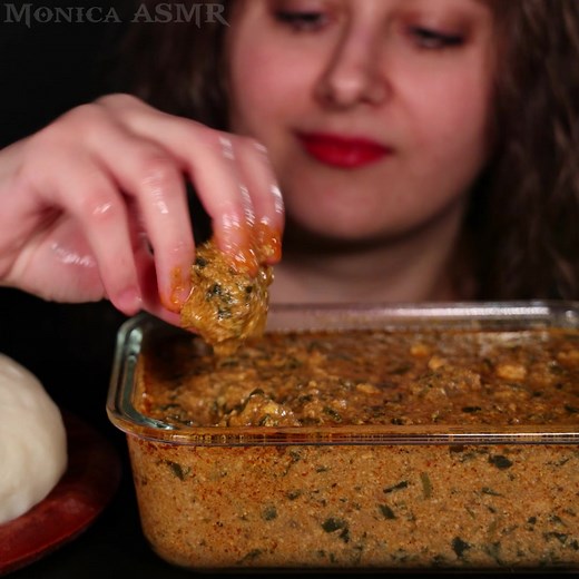 ASMR Fufu & Egusi Soup Mukbang | Nigerian Food | Soft Eating Sounds
