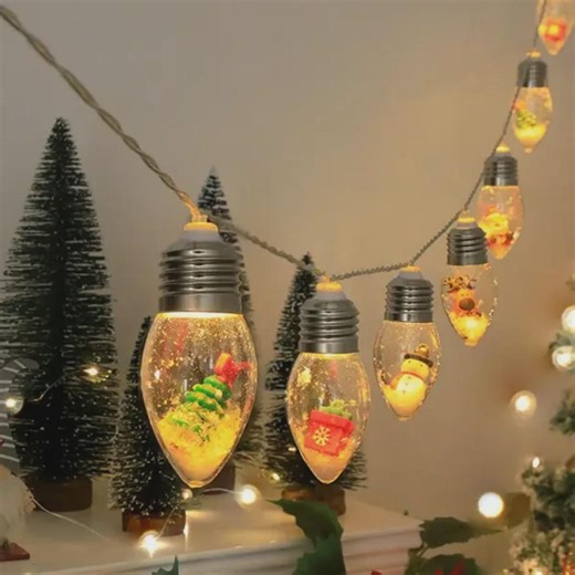 LED Globe Christmas String Lights | Snow & Ornaments - Etsy