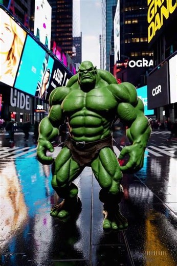 Ultra HD hyperrealistic 8K cinematic render of a buff Shrek doing the griddy in Times Square, aura