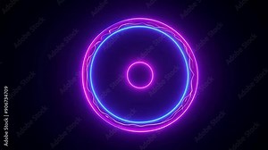 Dynamic neon light circles pulsate and shift colors from blue to purple in a seamless loop. Energetic and futuristic visual effect for digital art and vj loops Stock Video