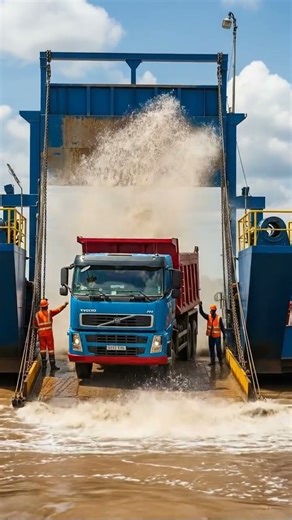 Volvo Dump Truck vs. Rusty Ramp & Fierce Muddy River #VolvoDumpTruck #shorts