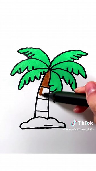 How to Draw a Palm Tree 🏝#drawing #howto #palmtrees