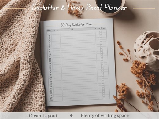Declutter Planner Printable PDF, Home Reset Planner, 30 Day Declutter Challenge, Cleaning Checklist, A4 US Letter - Etsy