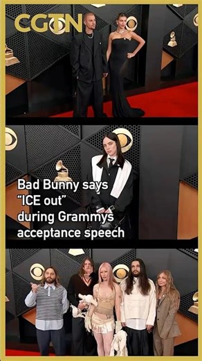 Bad Bunny says 'ICE out' during Grammy awards acceptance speech