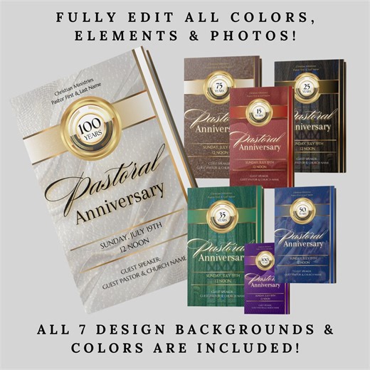 Church Anniversary Program Template | White & Gold Bifold (canva Editable, Digital Download) - Etsy