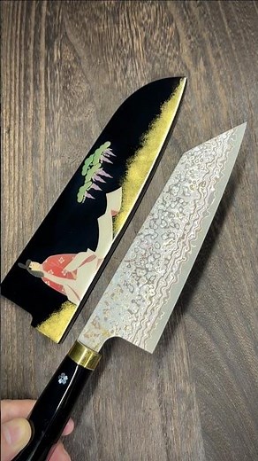 Takeshi Saji Makie-Art VG10W Colored Damascus Bunka Knife 170mm [Hananoen] MURASAKI SHIKIBU