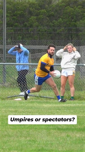 Coldwater Sports Media on Instagram: "Umpires or spectators?? Either way they were invested in that shot!! Garryowen vs St Kevins Mens Senior Football Paddy Fitzgerald Super 11s Tournament 2025 #gaa #gaelicfootball #irish #sports #highlightreel"