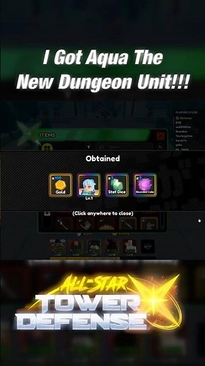 I Got Aqua From The Dungeon Loot Bag! | Roblox | All Star Tower Defense X #roblox #shorts