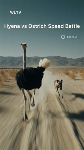Ostrich Outruns a Hyena at Impossible Speed@wildlifeLensTV