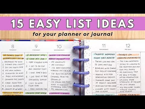 15 Easy List Ideas for Your Journal or Planner | Creative Journaling Prompts!