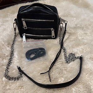 Chic Black Crossbody Bag with Silver Chain Rebecca Minkoff