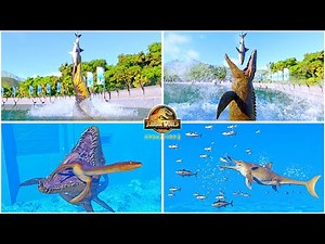 Animations of All Marine Reptiles Feeding with Fish, Shark & Each Other 🦖 Jurassic World Evolution 2