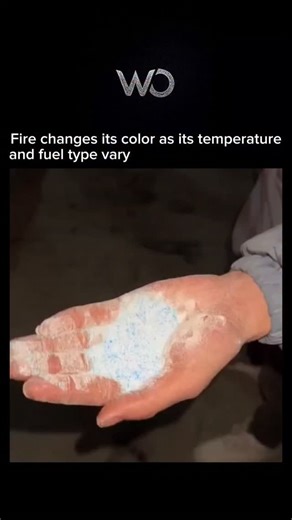 wowfeed on Instagram: "Fire changes its color depending on its temperature and the type of material being burned. When a fire burns at a lower temperature, it often appears red or orange, while hotter flames can look blue or white. Different chemicals and fuels also produce unique colors—for example, copper can make flames green, and sodium creates bright yellow flames. These color changes occur because various elements emit light at specific wavelengths when heated. Observing a fire’s color can