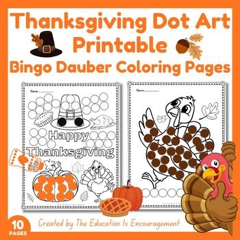 Thanksgiving Dot Art Printables | No Prep Bingo Dauber Coloring Pages