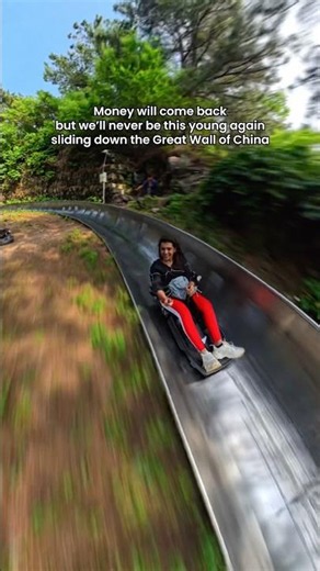 Climbing the Great Wall ❌ Sliding Down the Great Wall ✅ #china #greatwallofchina #rollercoaster