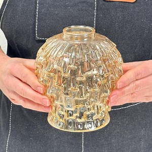 Vintage Glass Chandelier Lamp Shade With Amber Pressed Glass - Etsy