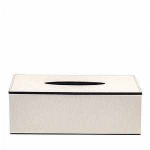 White Leather Rectangular Tissue Box With Magnetic Lid
