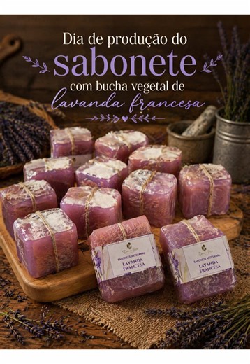 Sabonete com bucha vegetal e lavanda francesa