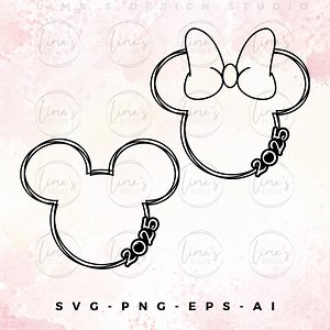 2025 Mouse Head SVG: Mickey & Minnie Outline (digital Download) - Etsy UK