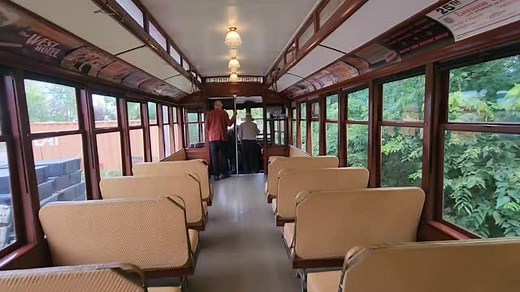 I got a new experience yesterday - got to drive a vintage street car from about 1910 at the Minnesota Street Car Museum. Here, I am getting some instructions on how to use the air brakes on trolly. Fun times! #vintagemachinery #streetcar #train | VintageMachinery.org