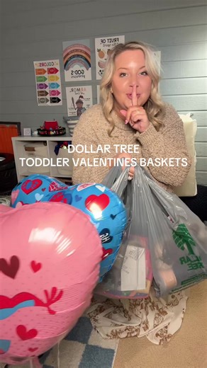 Creating Toddler Valentine's Baskets from Dollar Tree