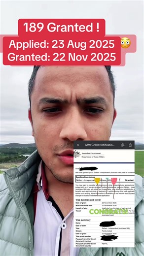189 GRANT in under 3 months! 🔥 Invited: 21 Aug 2025 Applied: 23 Aug 2025 Granted: 22 Nov 2025 🤯✨ And guess what? He smashed NAATI CCL back in July! 🇦🇺 Dreams DO come true when you prepare smart.#189granted #189augustround #nepalinaatiacademy #bestnaaticlass #naatiinnepali