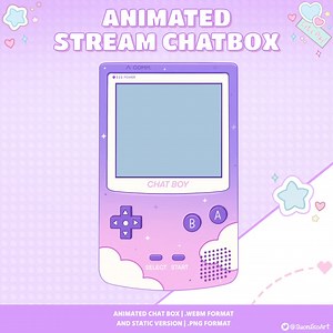 Animated Chatbox - Cute Pastel Retro Game Boy | Clouds | Stream Overlay | Stream Setup | Just Chatting | Kawaii | Twitch Chatbox | Streamer - Etsy