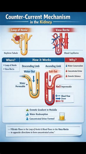 counter current mechanism||urine formation||#biology #neetaspirents #knowledge #neet #viral #shorts