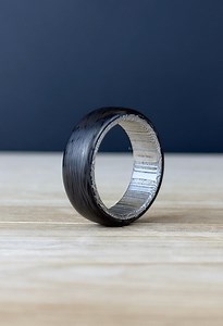 Men's Carbon Fiber & Damascus Ring - Damasteel - 2 Piece Design - Handmade - Unique - Mens Ring - Mens Wedding Band - Mens Anniversary Gift - Etsy Canada
