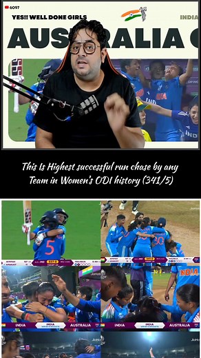2.5K reactions · 11 shares | This Is Highest successful run chase by any Team in Women’s ODI history (341/5) . . #INDWvsAUSW #CWC25 #fblifestyle #ShafaliVerma #smritimandhana #AmanjotKaur #HarmanpreetKaur #richaghosh #RenukaSingh #AlyssaHealy #ellyseperry #jemimahrodrigues #ShreeCharani #PhoebeLitchfield | AB Cricinfo Shorts | Facebook