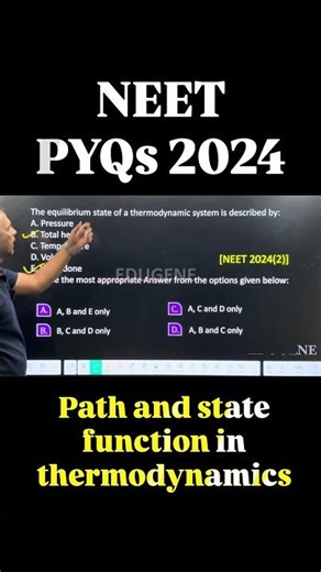 NEET 2024 PYQs | Path function State function | Thermodynamics simple theory question in NEET exam |