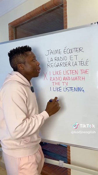 Coach Kodjo (@kodjoenglish) - Traduisez ça en anglais: j’aime écouter la radio et regarder la télé #apprendrelanglais