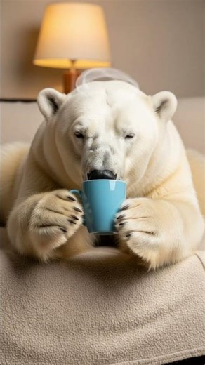 A bear drinking coffee. #bear #coffee #drinking