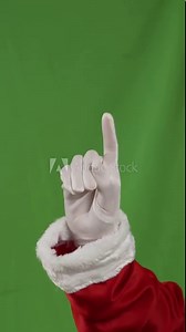Green screen Santa Claus, showing and a peace hand for a sign isolated on a studio background. ,greeting and an arm of a person with an emoji gesture, mockup space and communication on chromakey