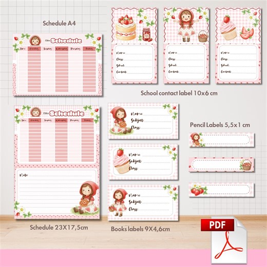 School Labels | Editable Name Labels for Pencils and Supplies| PDF Format | Strawberry Labels | Autofill - Etsy