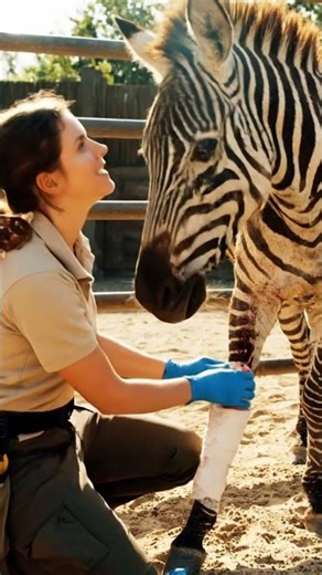 Rescuers Help Injured Zebra Recover in the Zoo #wildlife #rescue #animals