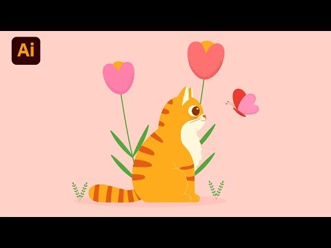 How to Draw a Cute Cat in Illustrator | Easy Beginner Tutorial