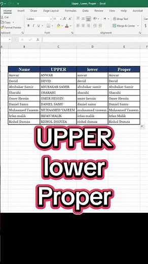 How to Use UPPER, LOWER & PROPER Functions in Excel | Text Case Formatting Tips