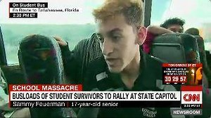 "This is not going to happen again, not at my school, not at any school." Florida school shooting survivor Sammy Feuerman and busloads of his classmates are on their way to Tallahassee, where they hope to speak with lawmakers about school safety and gun control. http://cnn.it/2CySu6v | CNN International