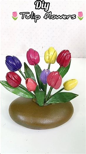 DIY Tulip Flowers 🌷#diy #shorts #craft