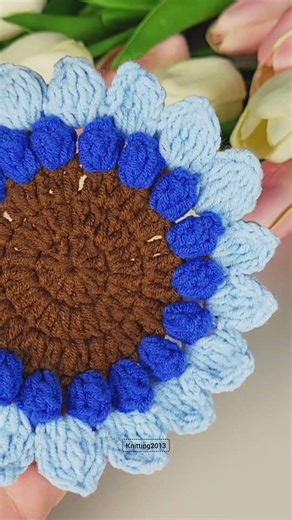 What's your favorite color combination? SunBloom Crochet Sunflower Coaster Pattern