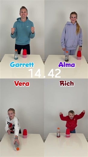 Who Is The Fastest At Cup Stacking Bottle Flip #shorts