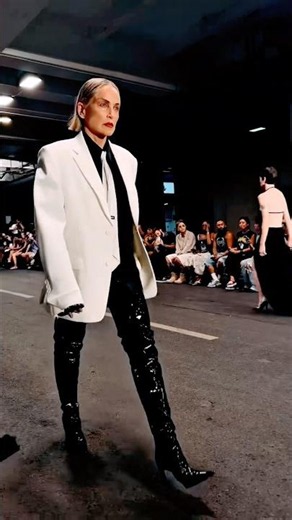 Sharon Stone walks for the Vetements SS27 show in Paris, France. #sharonstone