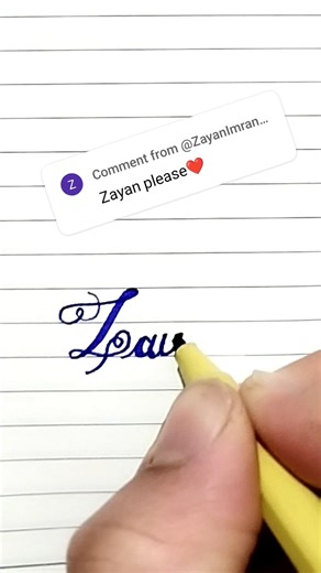 "Zayan" in cursive writing#Cursive Writing|Calligraphy|Cursive Lettering#ytshorts #viral #abcd#reels
