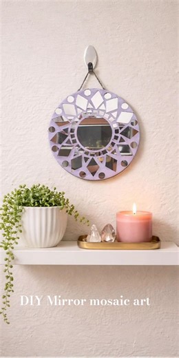 DIY Aesthetic Mosiac Mirror Decor 💜 | Easy Wall Hanging Idea #HandmadeCraft #DIYIdeas #mosiacart