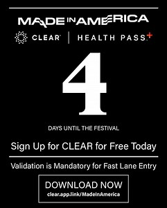 4️⃣ Be sure to download CLEAR and get your Health Pass for expedited entry into the festival. Get CLEAR Health Pass for free at https://clear.app.link/MadeInAmerica If you are under 18 years of age or do not have a smartphone, or for whatever reason can’t upload to CLEAR, you are required to bring your vaccination card or printed proof of a negative COVID-19 test within 48 hours of arriving at the festival and photo ID to gain entry. | Made In America