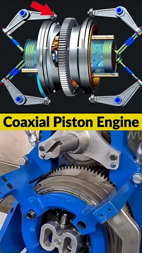 Coaxial piston engine – ever seen an engine design where pistons move toward each other on the same axis for smoother power delivery and reduced vibration? #fblifestyle | Mechanical Engineering