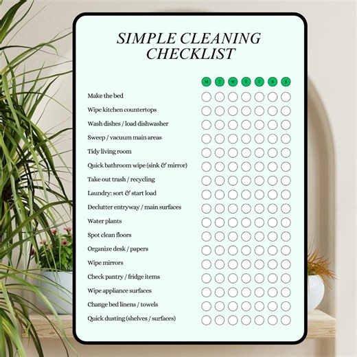 Simple Cleaning Checklist Printable – Daily Cleaning PDF, Editable Chore List, Cleaning To-do List Template & Task List, Instant Download - Etsy